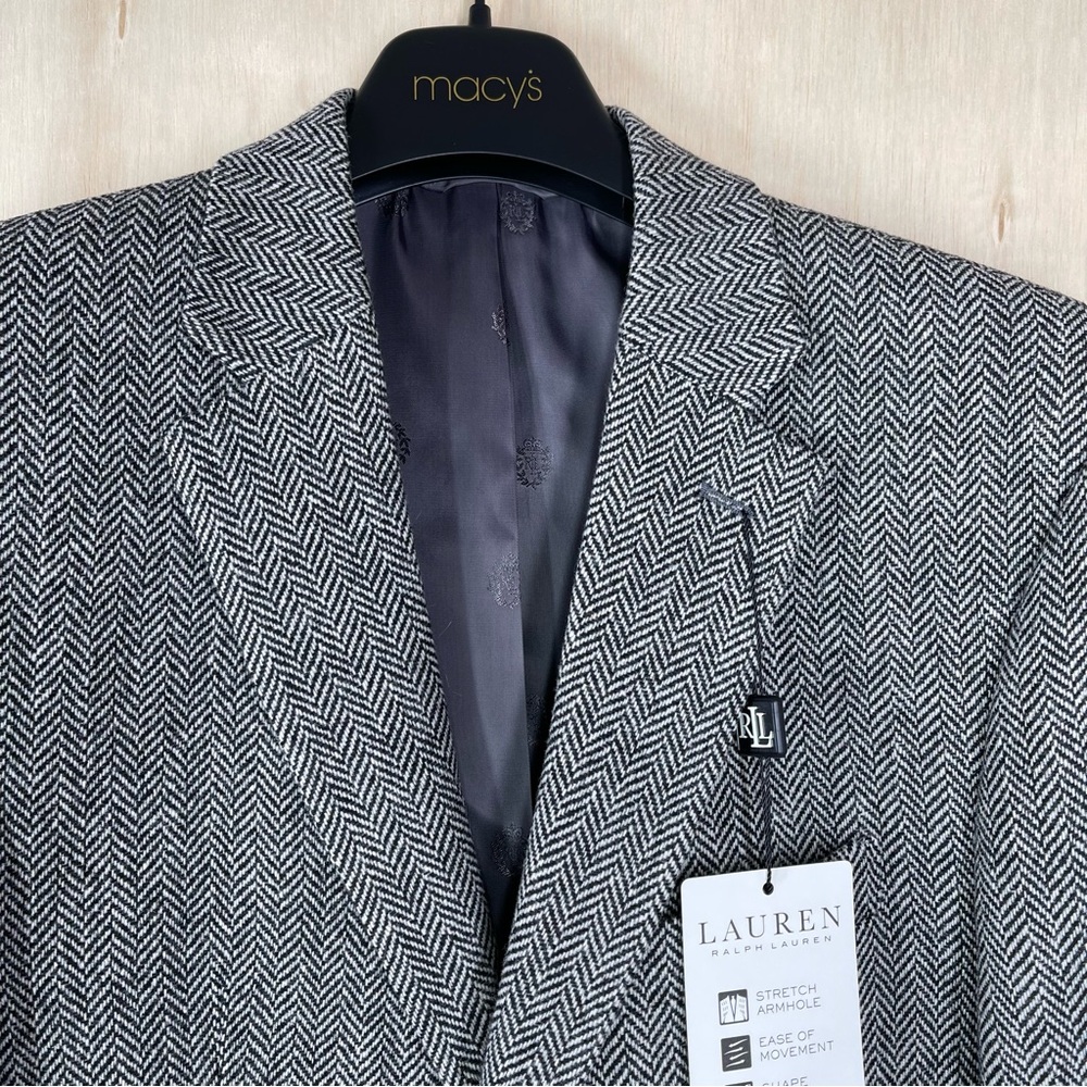 New ~ Lauren Ralph Lauren Men’s 100% Wool Herringbone Classic Fit Coat Size 38S - Picture 5 of 16